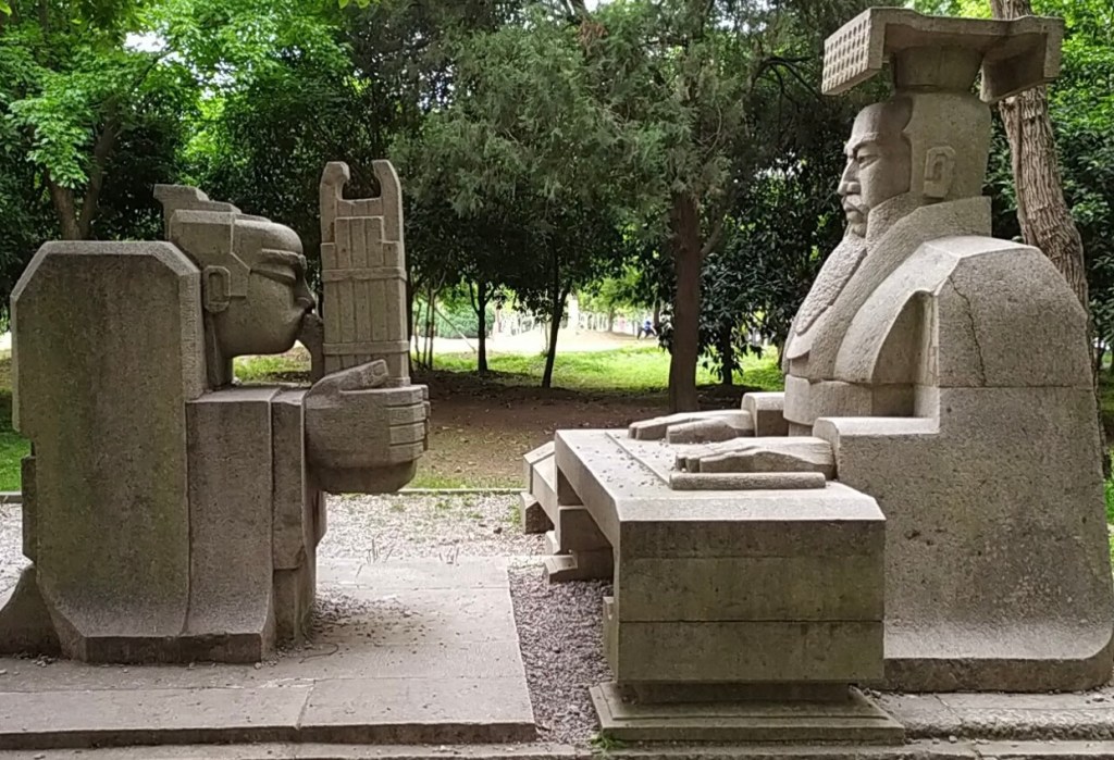This photo was taken in 2019 and depicts statues in East Lake park in Wuhan.