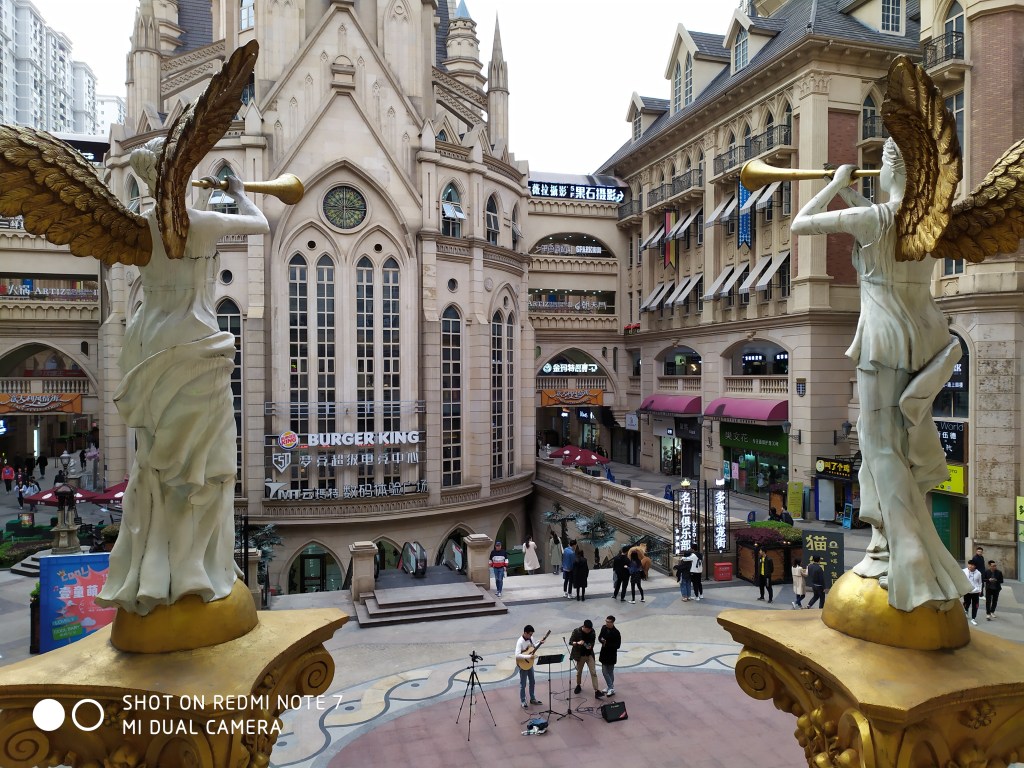 Angel statues in Guanggu, Wuhan, China in 2019. Postmodern consumerism at its finest.