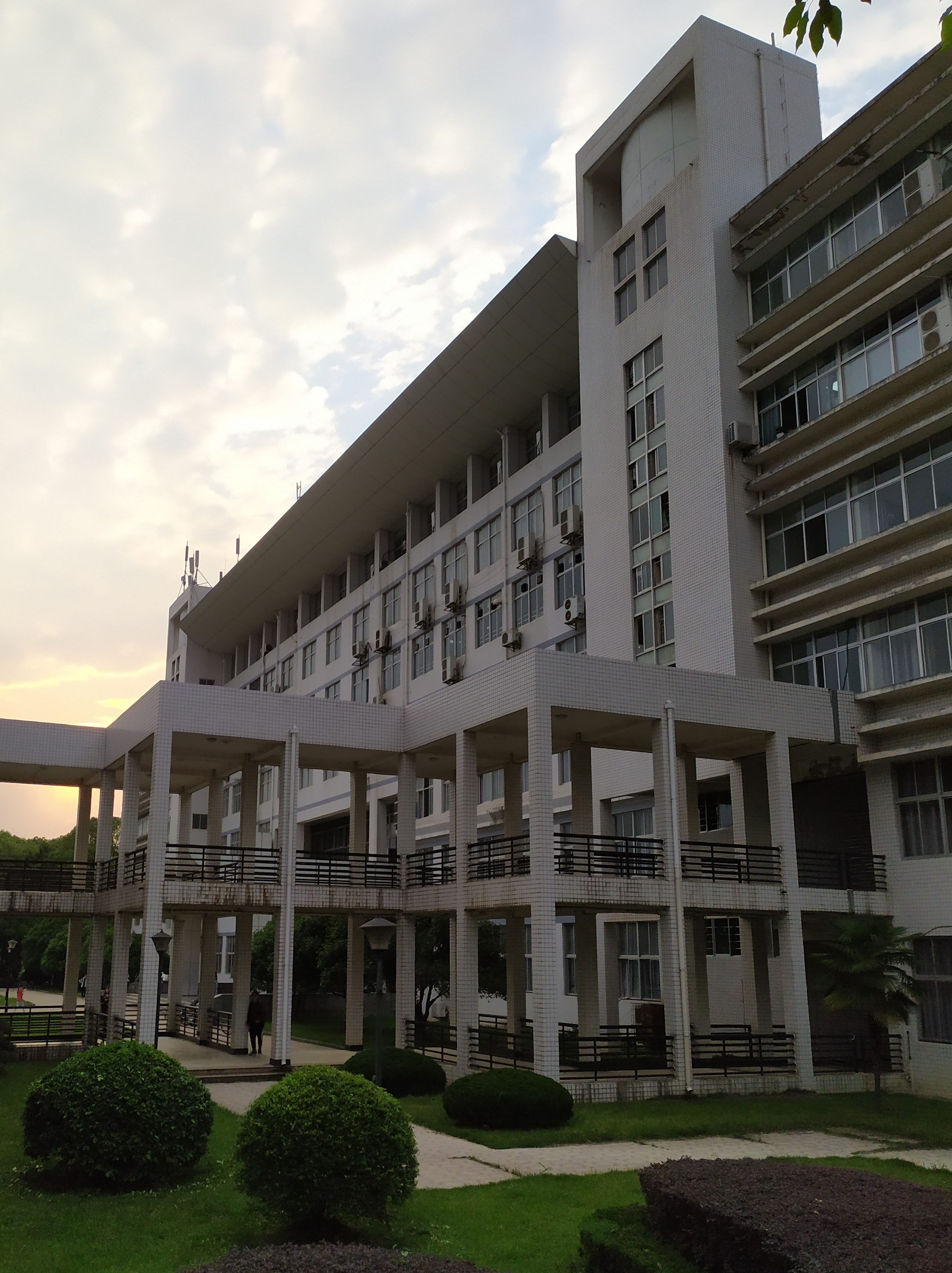 A typical Chinese university building in Wuhan, China.