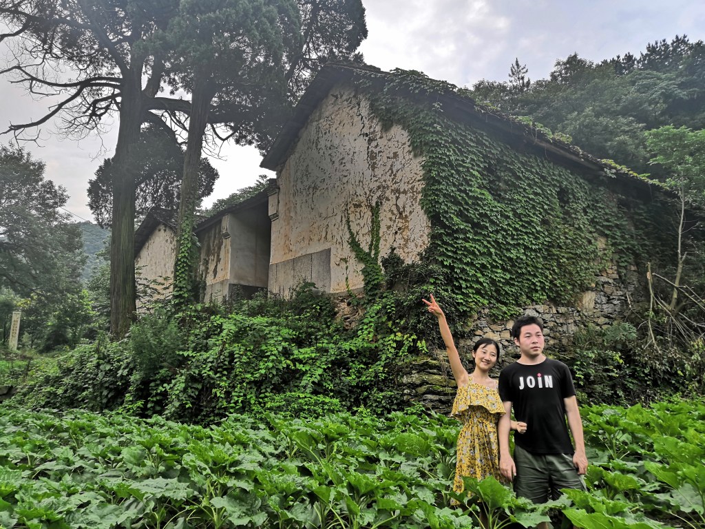 This photo depicts an old village temple in Hubei, China in 2020. The temple is surrounded by vegetable gardens. 2020.