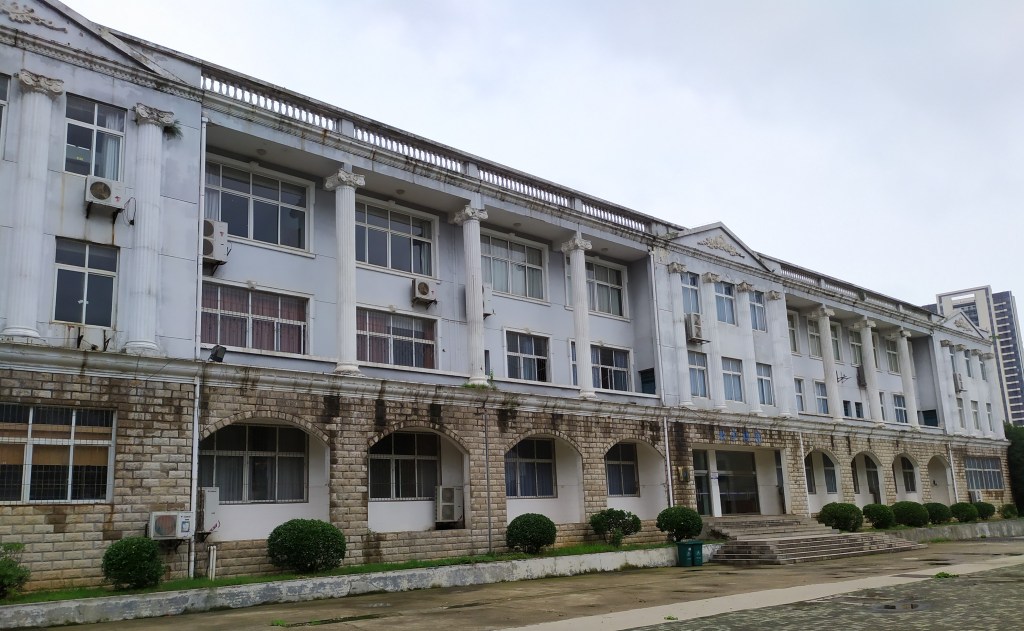 Faux-classical architecture in Wuhan, China. 2020.