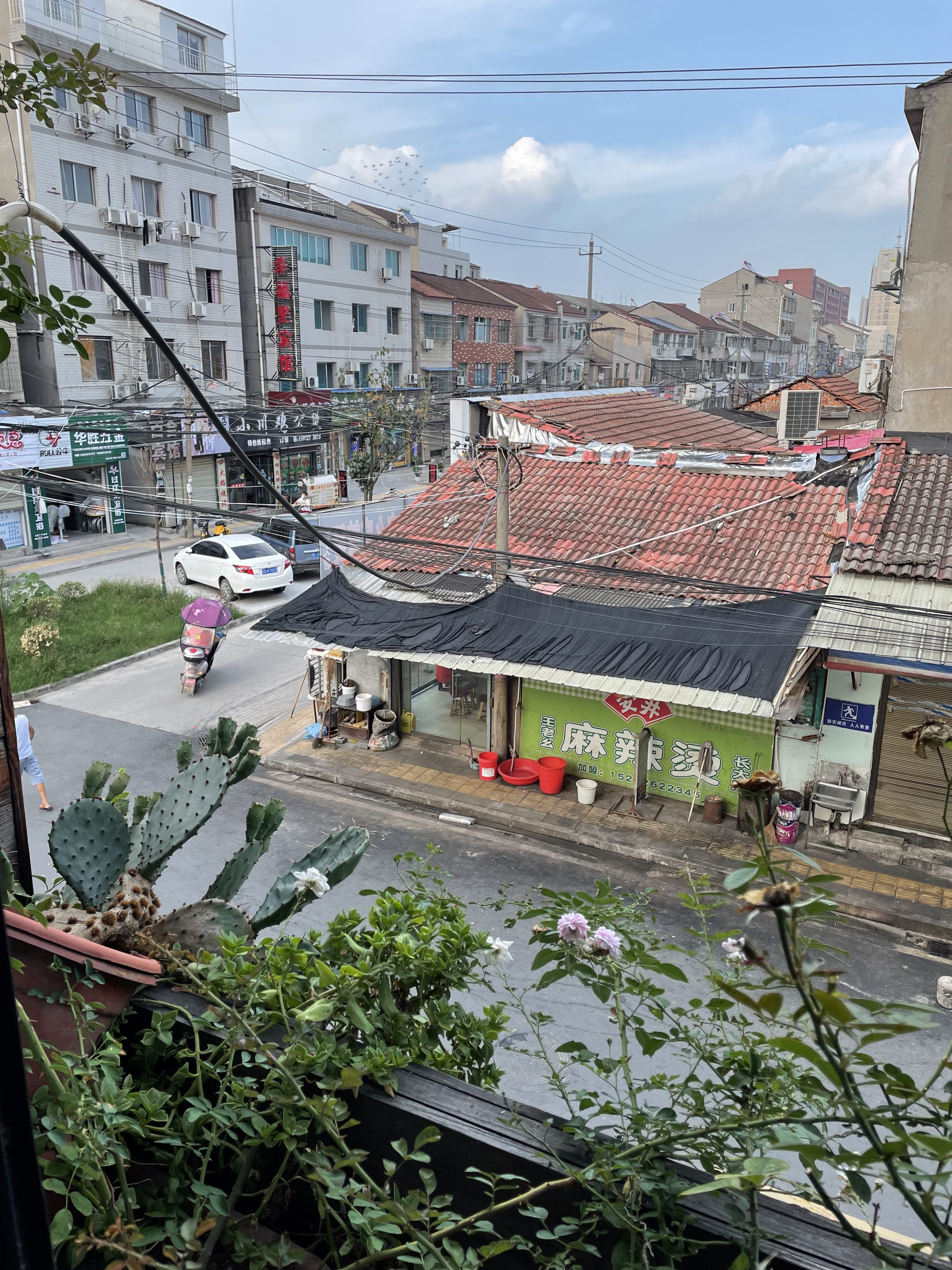A scene from a coffee shop window in Jingzhou in 2021.
